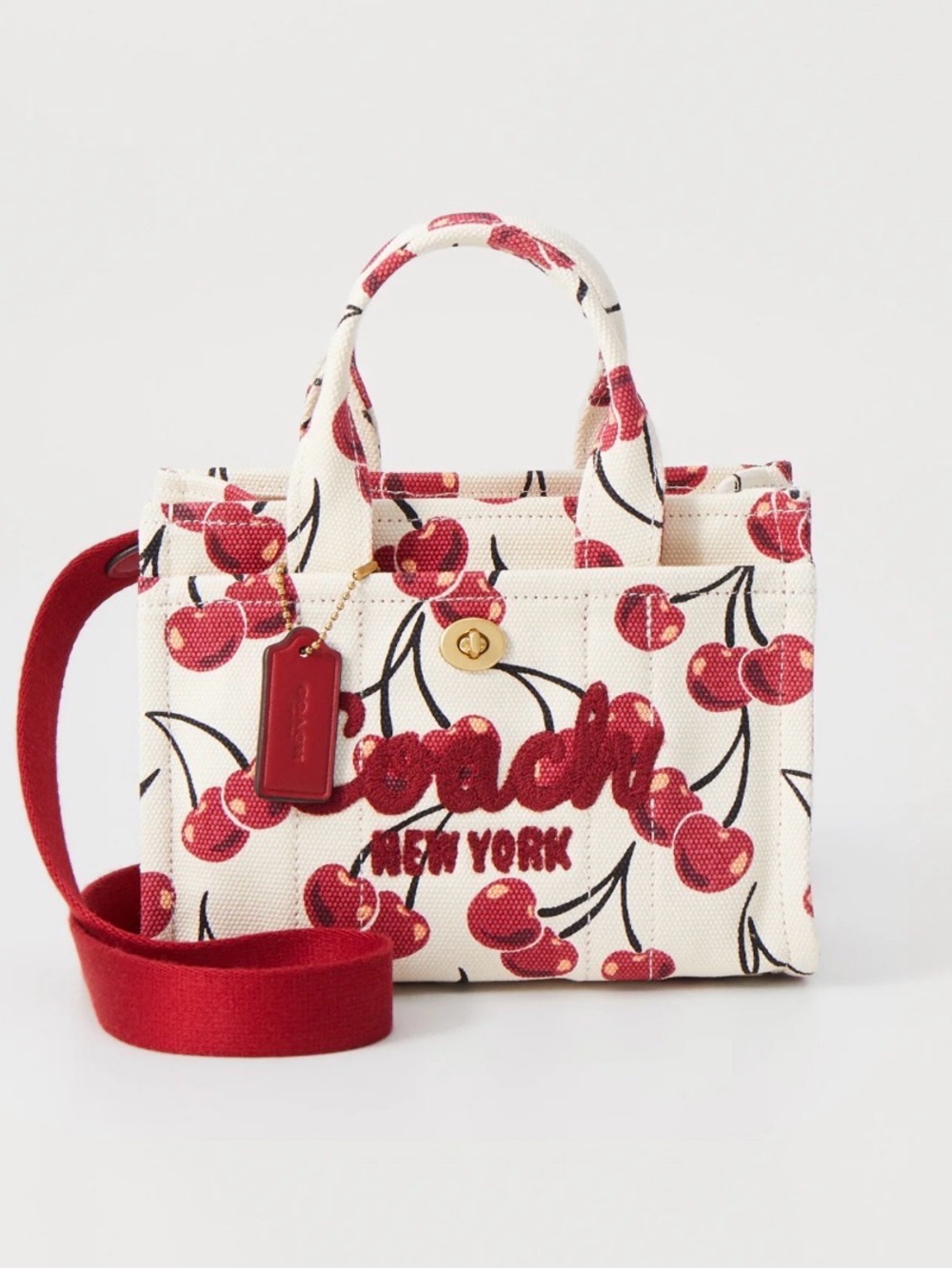 COACH Cargo Tote Bag 20 with Cherry Print